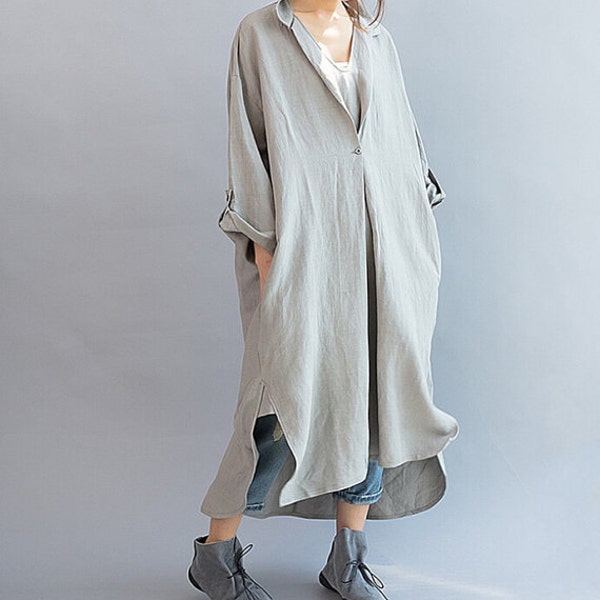 Robes femme, robe en coton lin, robe Maxi ample, robe avec poches, robe femme, vêtements taille plus