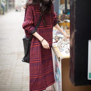 Wool Dress Women, Wool maxi dress, Oversized Dress, long Wool dresses, Wool robe, retro dress, Winter kaftan Dress image 4