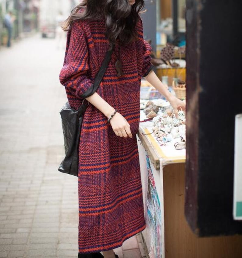 Wool Dress Women, Wool maxi dress, Oversized Dress, long Wool dresses, Wool robe, retro dress, Winter kaftan Dress image 4