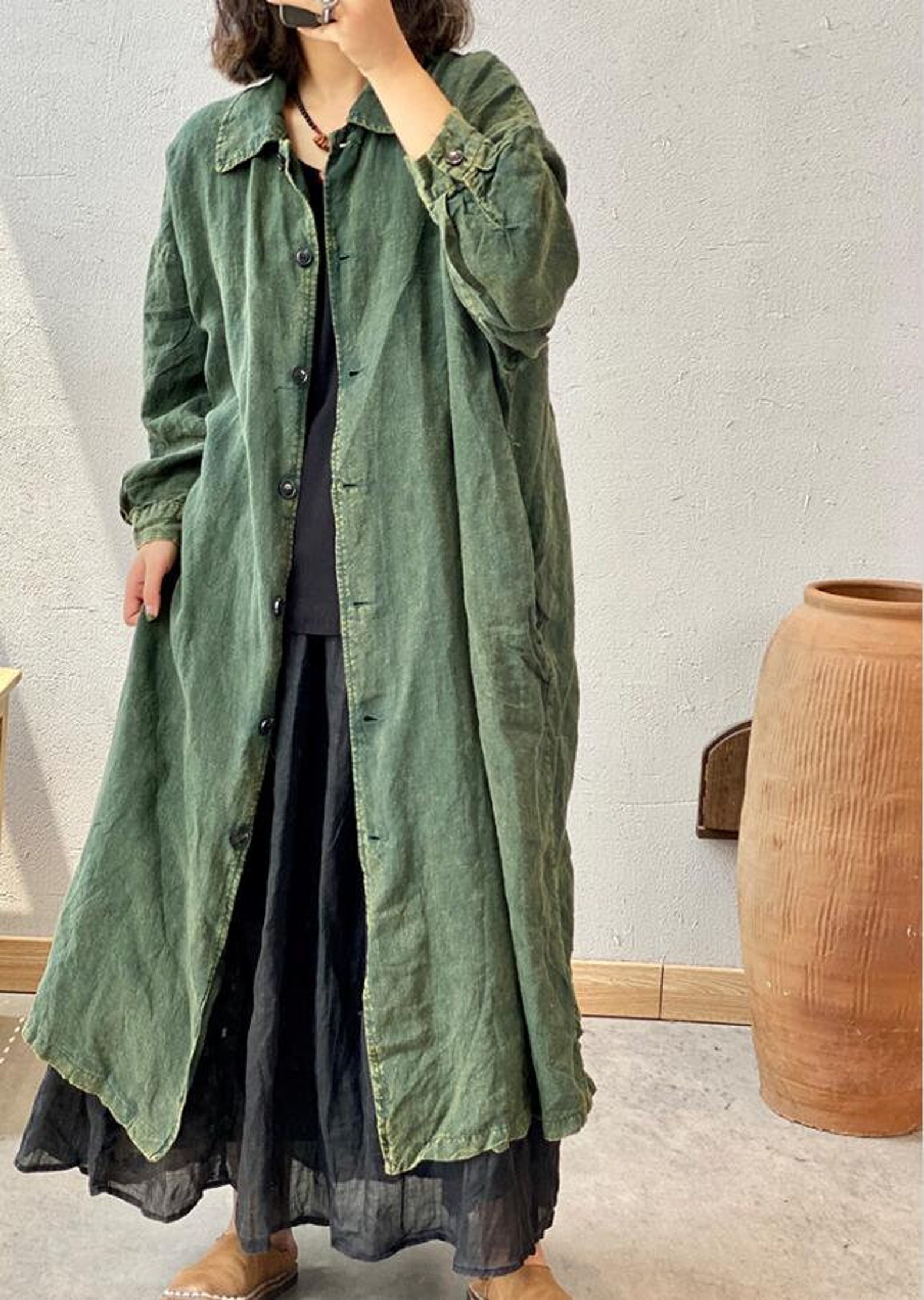 Women Linen Coat Long Linen Coat Linen Long Cardigan Etsy