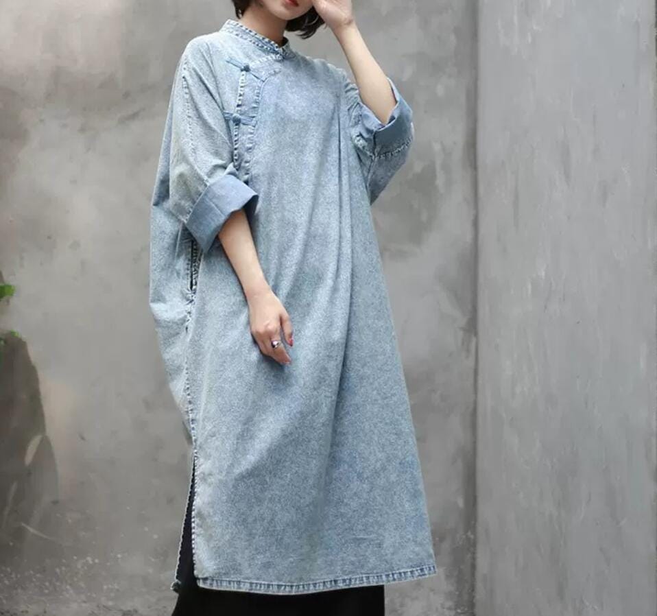 Cotton Denim Dress, Dresses for Women, Loose Fitting Dress