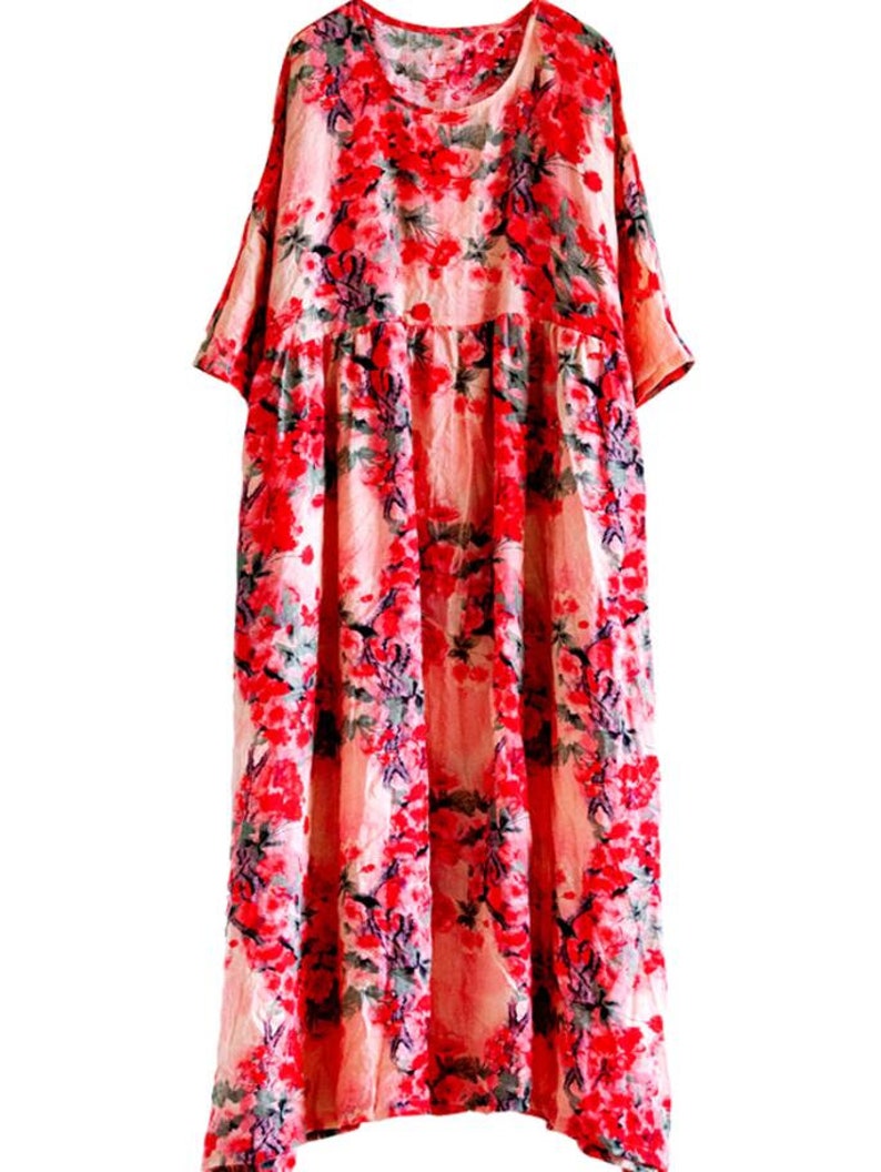 Cotton maxi dress, Women summer Dresses, long Pink dresses, long Floral Dress, prom dress, plus size dress image 6