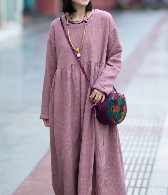 Women Casual Cotton Dress Soft Cotton Maxi Dress Oversized | Etsy