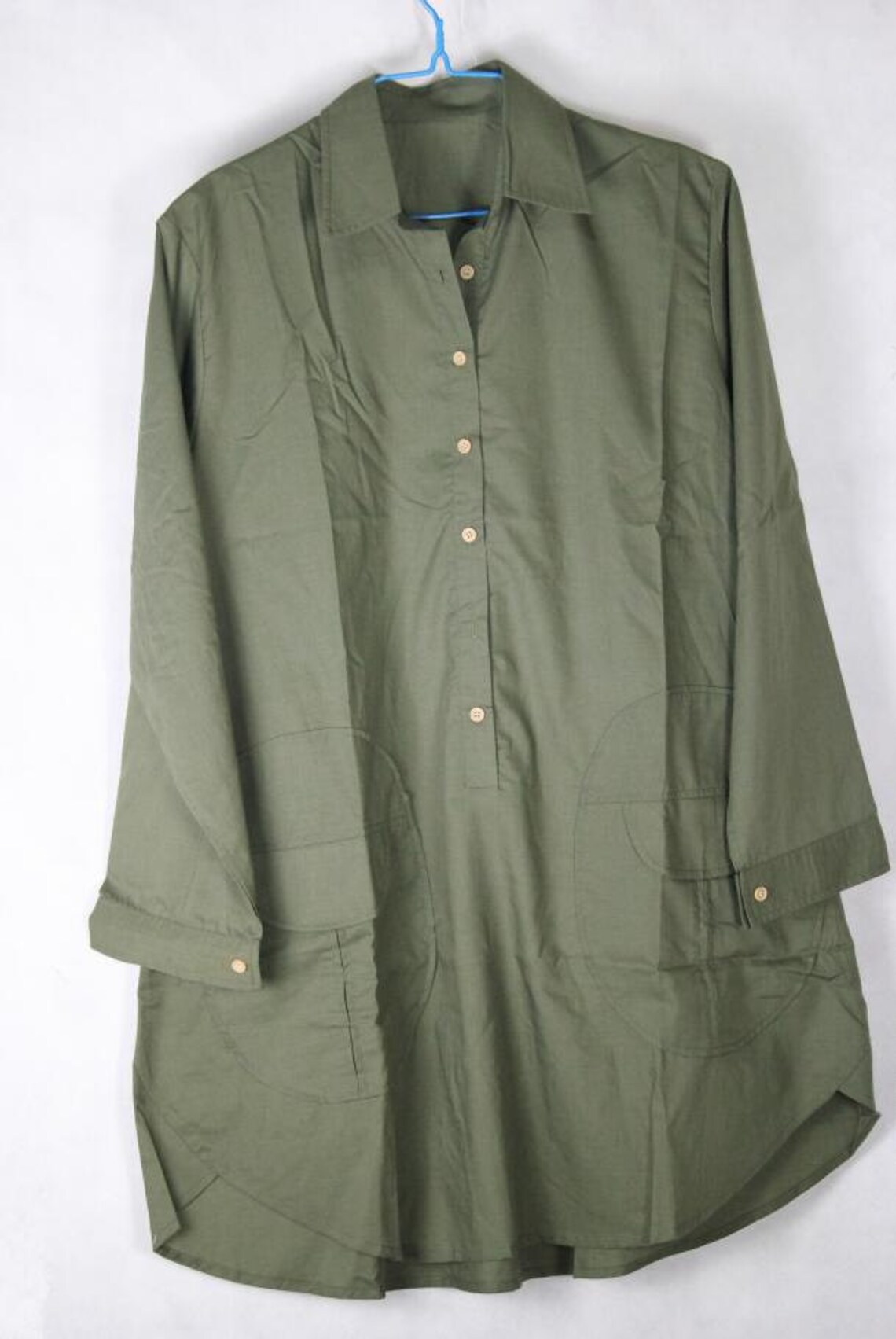 Cotton midi shirt Army green shirt Women top Loose Fitting Etsy