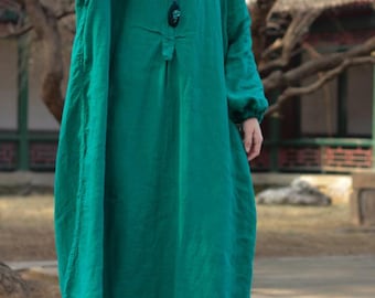 Women's Casual Loose Linen Dress, Spring Autumn Minimalist Long Dress, Dresses for Women