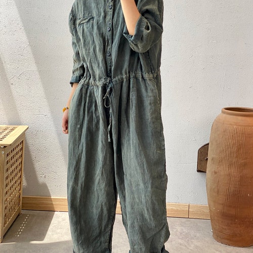 Women linen pants, oversized long pants, jumpsuit, Casual  linen pants, autumn large size pants, pants for women