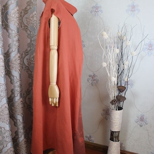 Summer Linen dress, Womens dress, brick red dresses, Short sleeve dress, long linen dress, party dress image 3