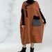 Women large size cotton Dress, long Dress, Loose Fitting Dress, retro dress, Autumn Winter dress, Dress with Pockets, kaftan Dresses