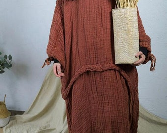 Women Linen long Dress, Spring autumn Dresses, Oversized linen dress, Linen robe, Maternity Dress, Loose Kaftan dresses