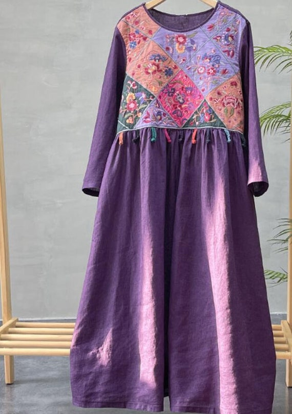 Abiti larghi in lino Abiti lunghi da donna Abito a maniche | Etsy Italia