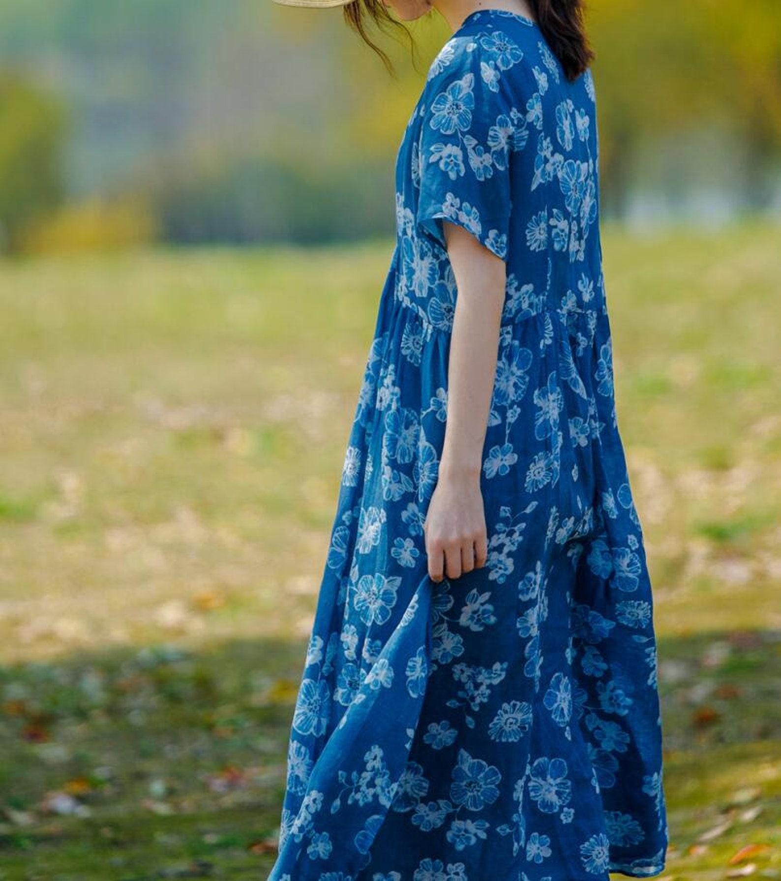 Women midi Dresses summer Loose fitting dress Linen dress Etsy