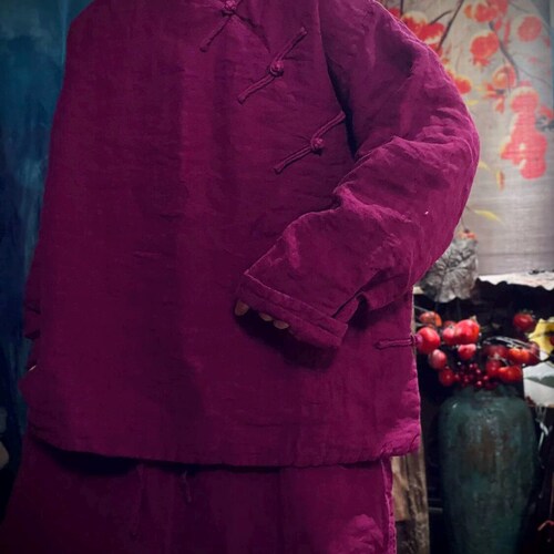 Manteau rembourré en lin pour femme/ Veste d'hiver décontractée/ Manteaux rétro