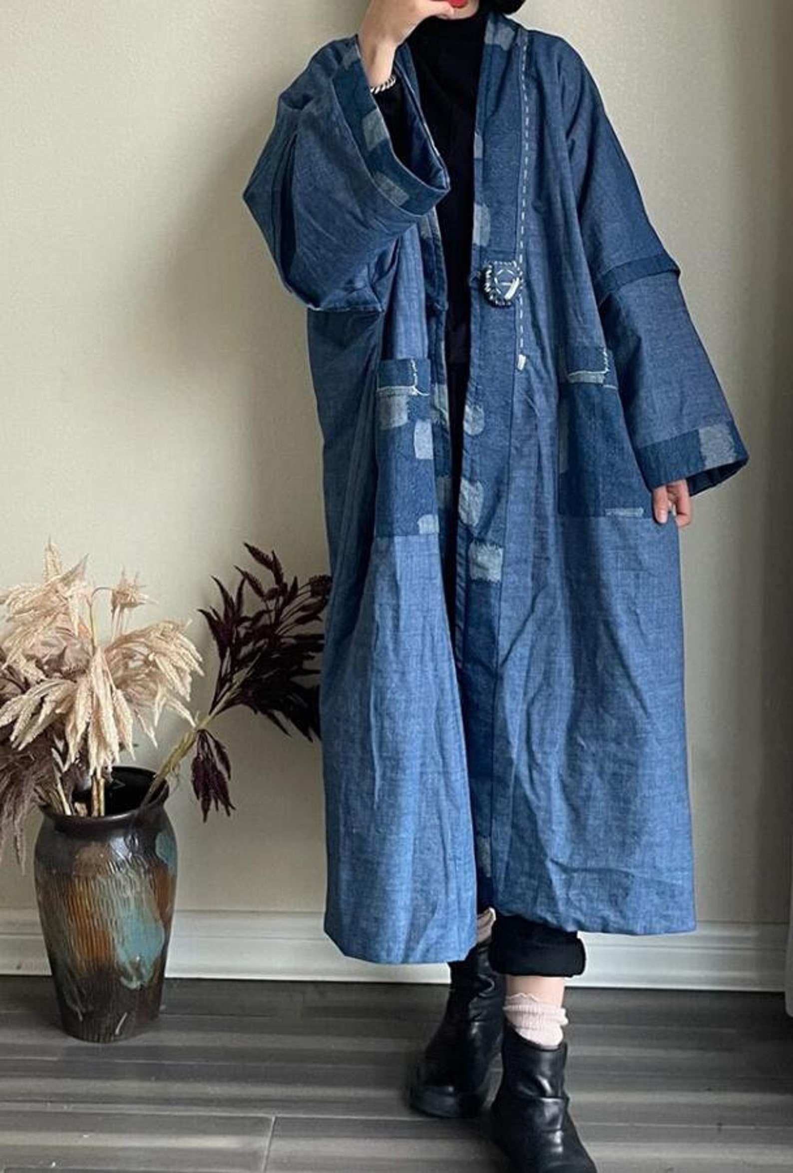 Women's Denim Long Coat Padded Coat Winter Oversized Etsy