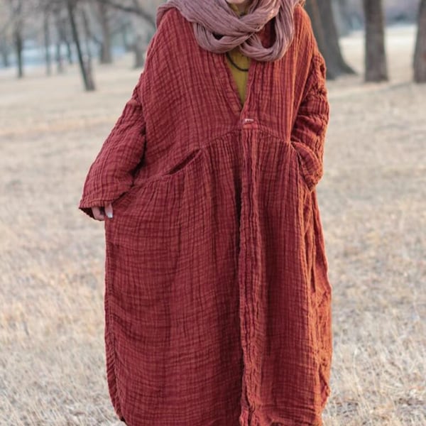 Frauen Frühling Lang Leinen Mantel, Leinen Lange Strickjacke, Frauen Langer Mantel, Übergroße Strickjacke, Retro Leinenmantel, Frauen Windjacke