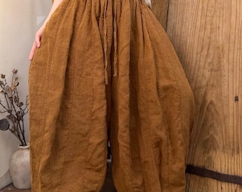 Summer Women Long Linen Pants, Loose Casual lantern pants, Trousers with Pockets