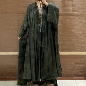 Autumn Linen Maxi Coat with Pockets/ Women Retro Loose Cardigan