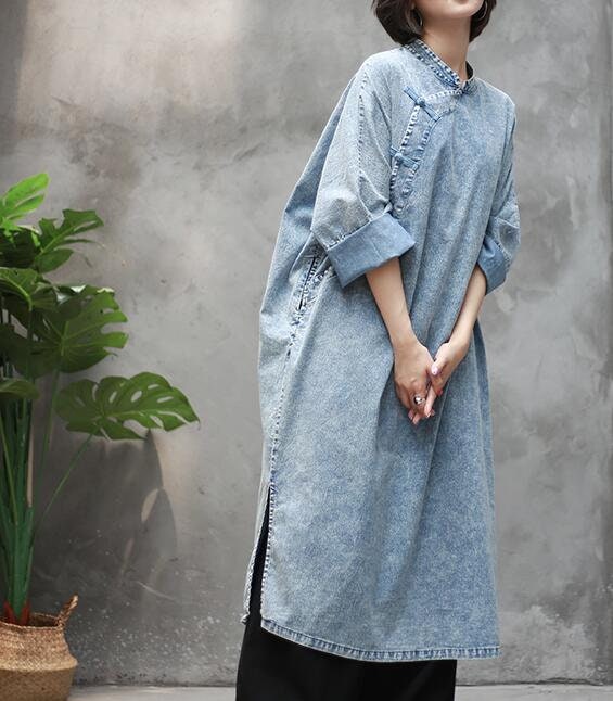 Cotton Denim Dress Loose Fitting Dress Oversized Long Dress | Etsy