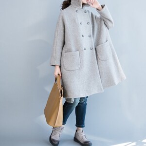 Wool Coat Women, womens Winter coats, loose Wool Coat, double breasted Coat, large size Coat, Wool Overcoat, Wool Jacket