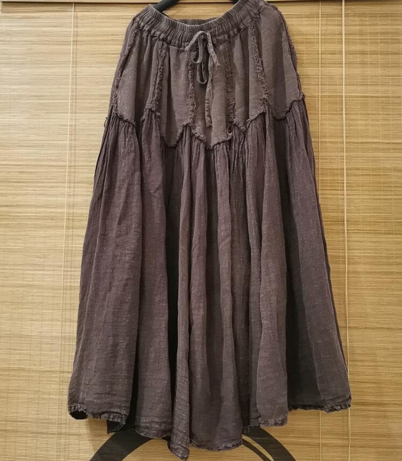 Linen Elastic Waist Maxi Skirt Skirt for Women Loose Casual Etsy UK
