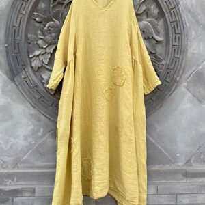 Women Linen Maxi Dress, Loose Vintage dress with Pockets, Spring dresses for Women's image 8