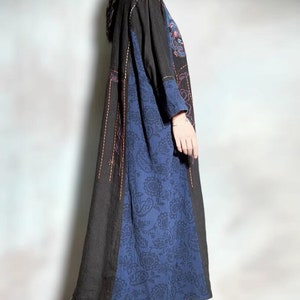 Linen Women dress, Black maxi dress, retro dresses, linen robe, Linen dress with pockets, Oversized dress image 3