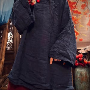 Linen Casual Loose fitting Blouse, Women oversized Spring Shirt, Autumn Linen Top image 11