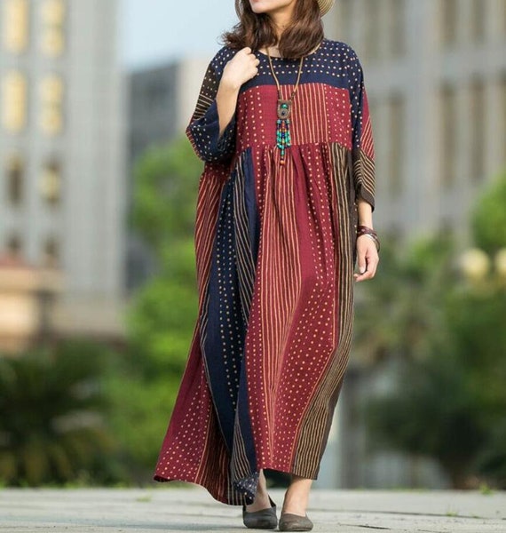 Loose Fitting Maxi Dress Cotton Long ...