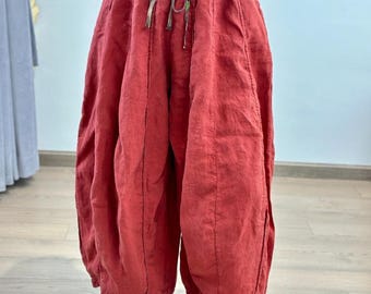 Loose Linen Pants for Women, Spring Pants with Pockets, Women's  Autumn Casual Bloomers