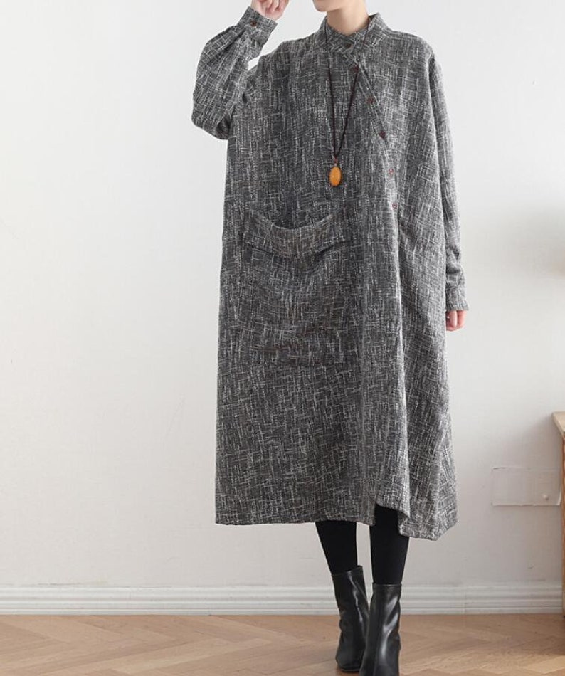 Linen cotton dress large size dress large pocket dress Etsy