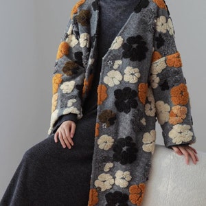 Women Loose Wool Coat, Wool Winter Coat, Long Wool Coat, Retro Wool Overcoat, coat with pockets, Wool maxi coat, Wool Coat Women image 7