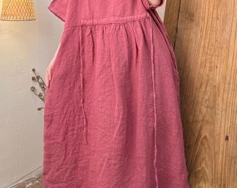 Letnia luźna sukienka lniana, sukienki z kieszeniami, długa sukienka dla kobiet