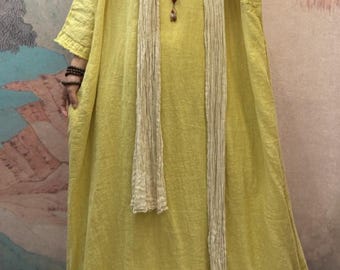 Loose fitting Linen dress for women, Retro long summer Dress, Dresses with pockets