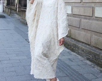 Linen Maxi Dress Women's, Circle Collar dress, Women Spring Autumn Oversized Dresses