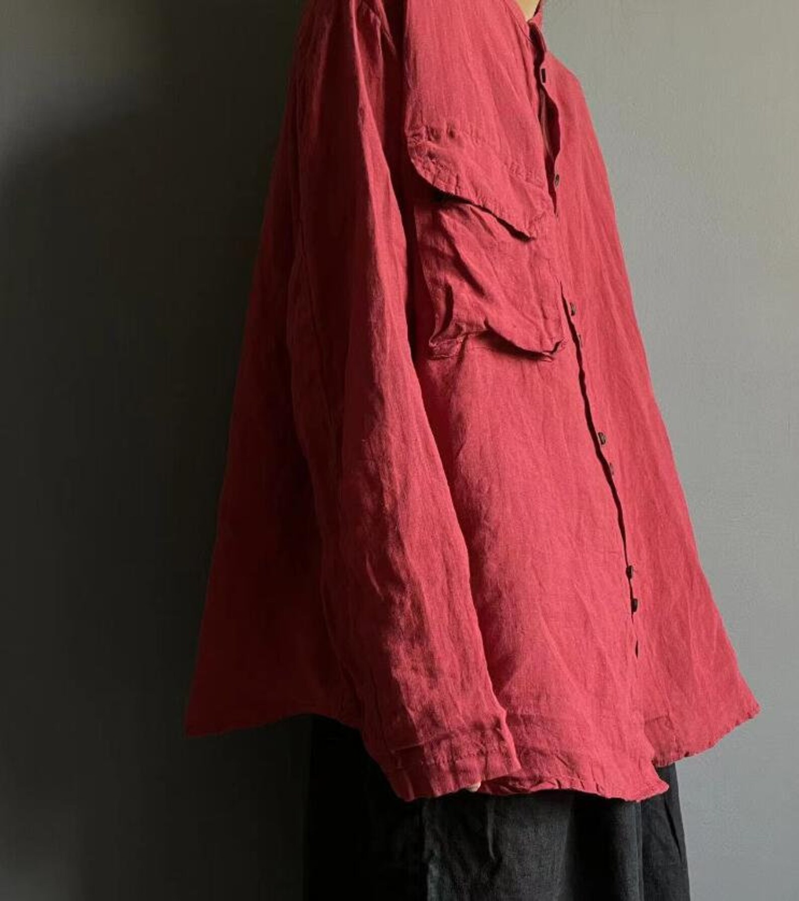 Loose Fit Linen Blouse Linen Spring Shirt Linen Button Down Etsy