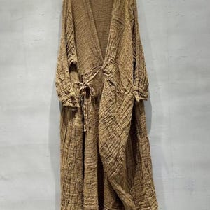 Linen Maxi Dress for Women, Loose Spring Dress with Pockets, Vintage Long Sleeve Dresses image 4