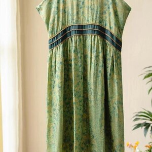 Women Summer Linen Maxi Dresses, Loose dress, Long women dresses, Retro dress, Green Long dress, Prom Dress, Dress with pockets image 6