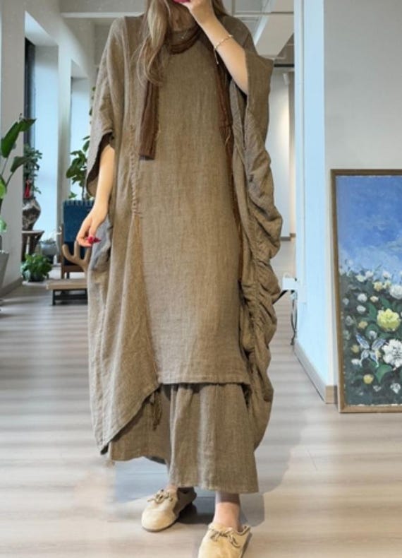 Oversized Linen Dress for Women, Summer Dress with Pockets