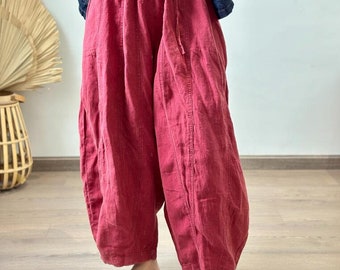 Women Linen pants, Linen Trousers, Linen casual pants, Elastic waist Pants, large size Linen pants, Long linen pants, Loose fit pants