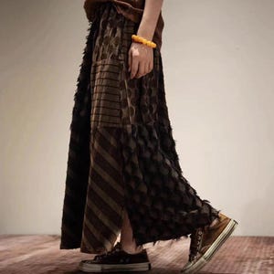 Damskie spódnice lniano-bawełniane w stylu vintage, luźna spódnica letnia, spódnice z kieszeniami zdjęcie 4