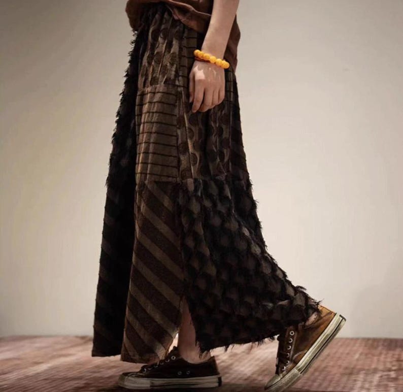 Damskie spódnice lniano-bawełniane w stylu vintage, luźna spódnica letnia, spódnice z kieszeniami zdjęcie 4