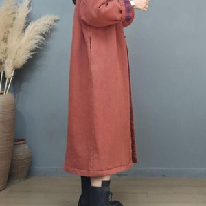 Winter Linen coat, Women Loose Fit Long coat, padded coat, Coat for women, warm linen outerwear, Coats With Pockets image 7