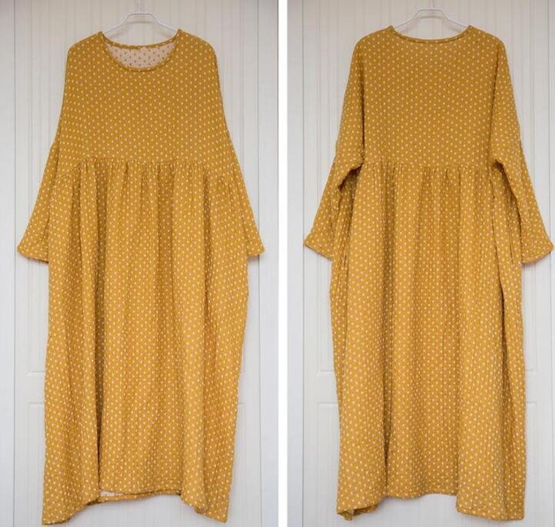 Yellow Maxi Dress Maxi Cotton Dress Casual robes Loose | Etsy