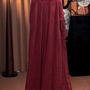 Womens Long Dresses, Linen Maxi Dress with Pockets, Vintage Loose Fit Autumn Dress image 5
