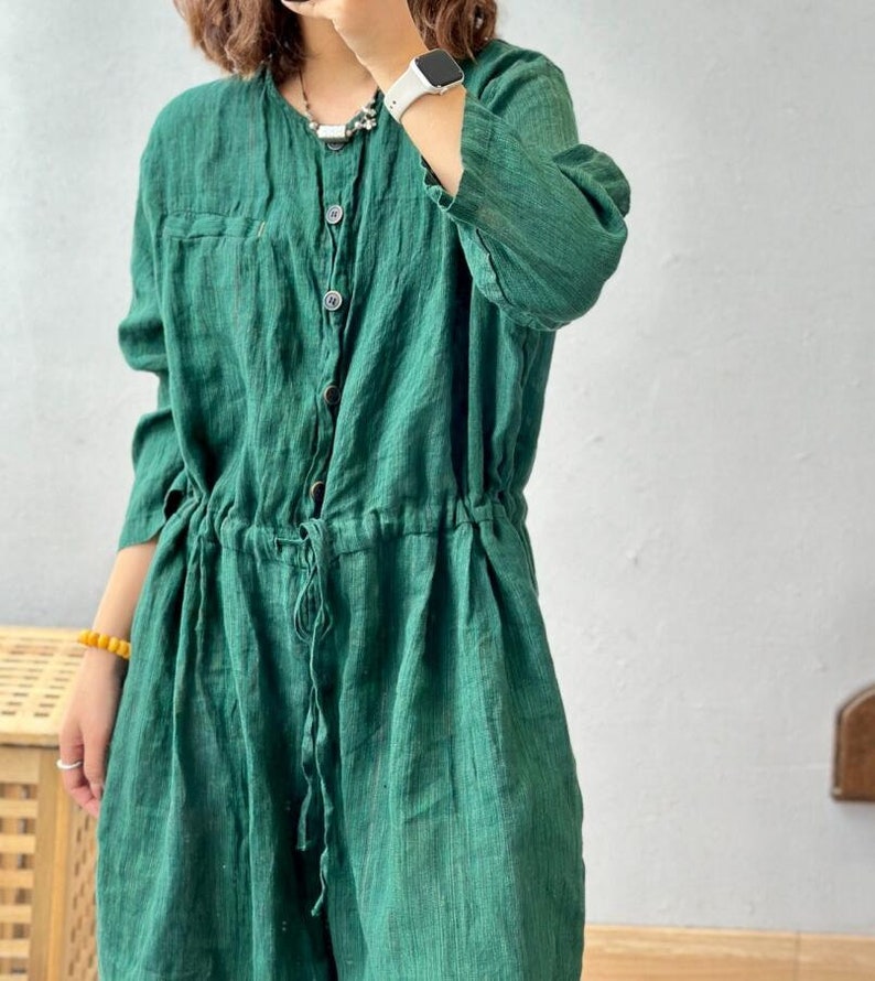 Women long linen pants, linen jumpsuit, oversized pants, Casual linen pants, summer large size pants, pants for women image 5