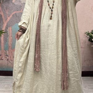 Linen Maxi Dress with Pockets Vintage Style Long dress