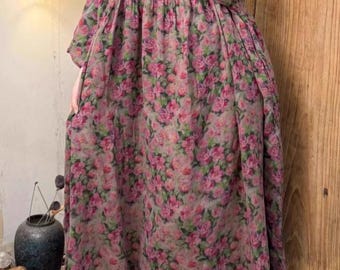 Retro Floral Cotton Maxi Dress with Pockets - Summer Casual
