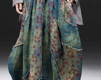 Autumn Linen Skirt with Pockets, Women's Asymmetrical Casual Bud Skirt, Skirts for women