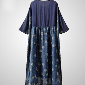 Blue Linen Dress, Women's Spring Linen Dress, Long Dress, Loose Dress, Retro Dress, Linen Maxi Dress, dress with pockets image 3