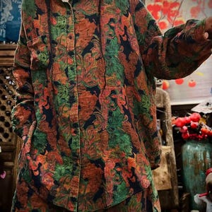 Women Autumn Linen Shirt, Floral Linen top, Linen Shirt Women, Loose Shirt, Blouses for women, Women top