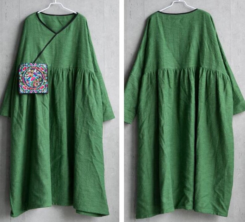 Womens Oversized Maxi dresses green robe Full length Dress Etsy